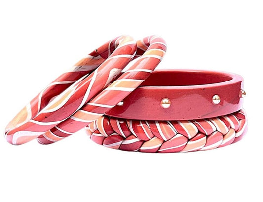 LuxuryGlow Lac Bangles Caramel Peach Golden Hour Lac Bangles – Handmade Jaipur Jewelry with Golden Accents