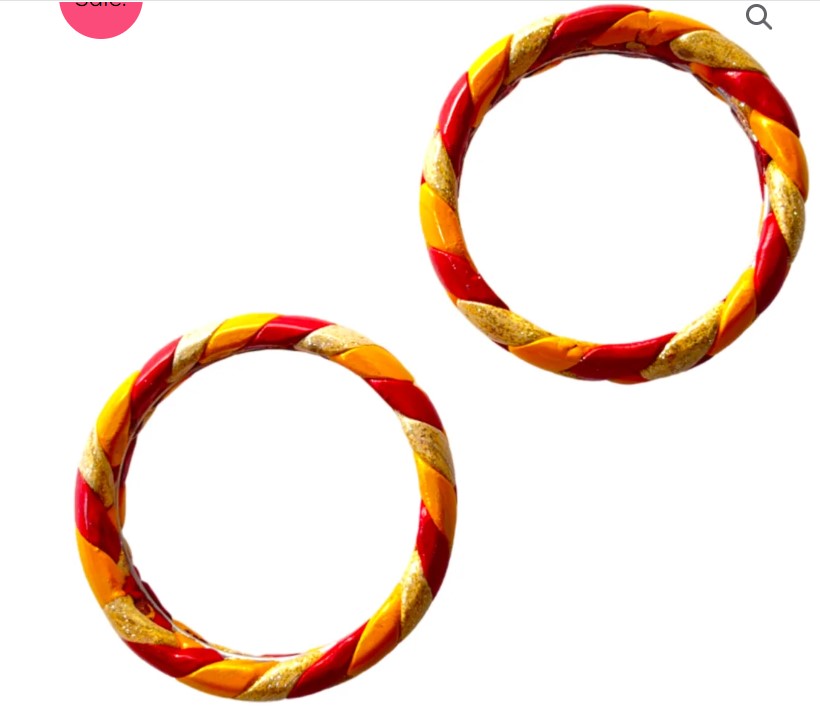 LuxuryGlow Lac Bangles Handmade Jaipur Lac Bangles with Golden Zari – Red, Yellow & Cream