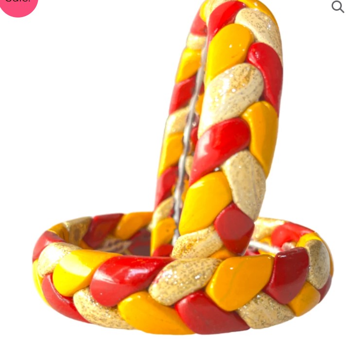 LuxuryGlow Lac Bangles Handmade Jaipur Lac Bangles with Golden Zari – Red, Yellow & Cream