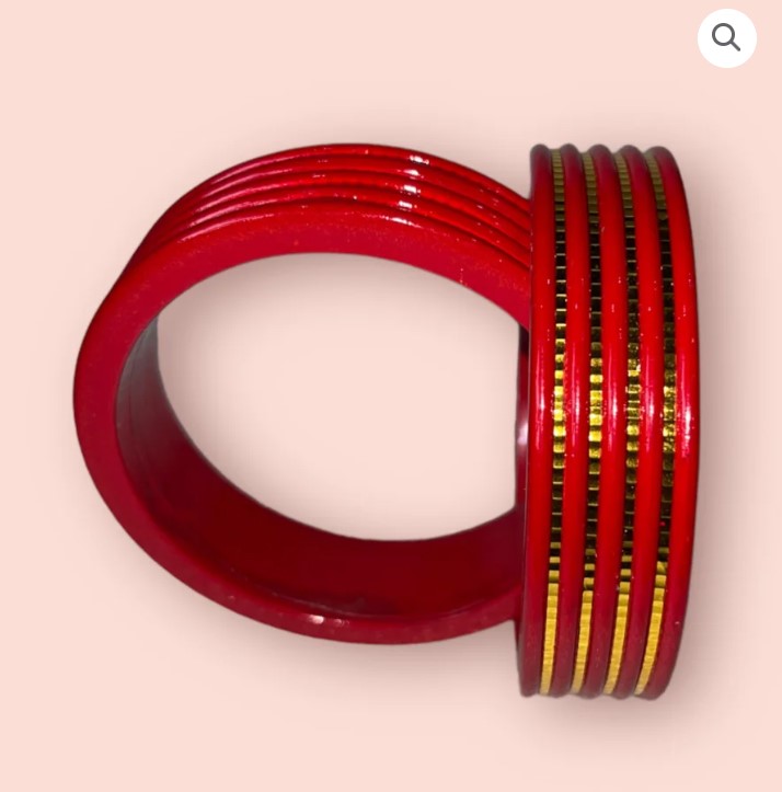LuxuryGLow Lac Bangles Handmade Red Lac Bangles – Gold Plated Antique Finish | LuxuryGLow