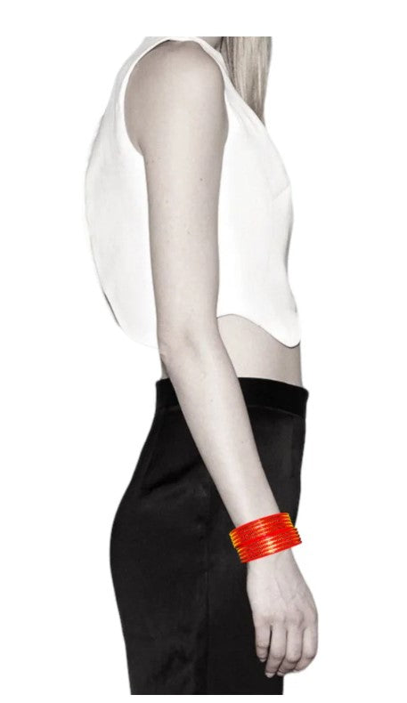 LuxuryGLow Lac Bangles Handmade Red Lac Bangles – Gold Plated Antique Finish | LuxuryGLow