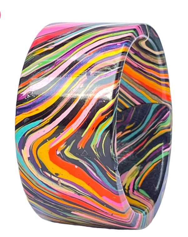 LuxuryGlow Lac Bangles Juli Kada Handmade Lac Bangle – Black Base with Colorful Squiggles | LuxuryGlow