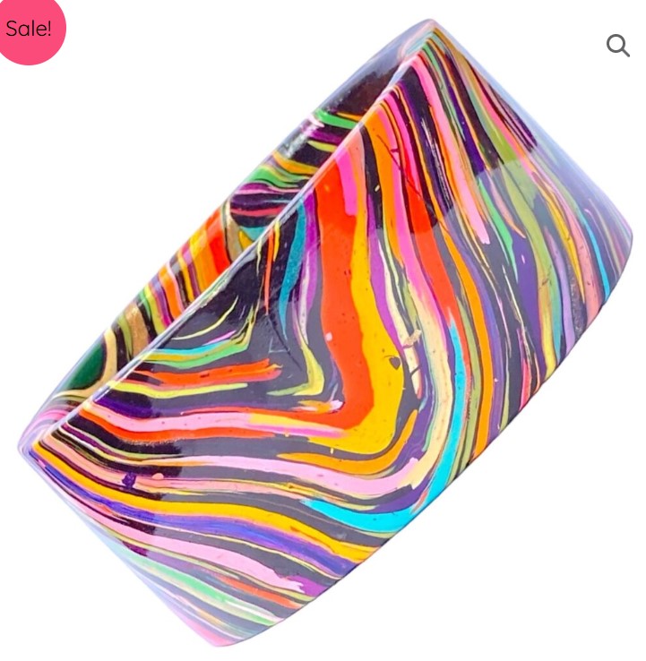 LuxuryGlow Lac Bangles Juli Kada Handmade Lac Bangle – Black Base with Colorful Squiggles | LuxuryGlow