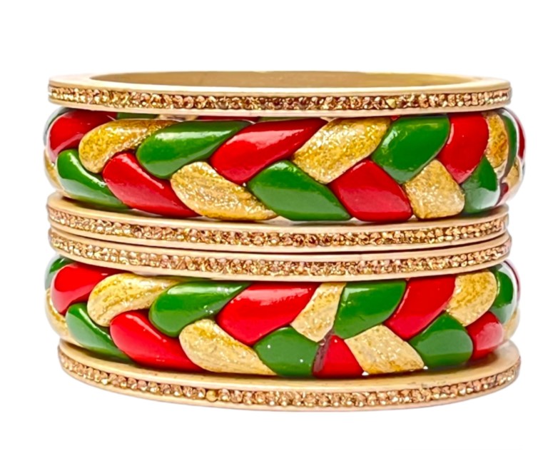 LuxuryGlow Lac Bangles Handmade Lac Bangles Set – Ponytail Design | LuxuryGlow