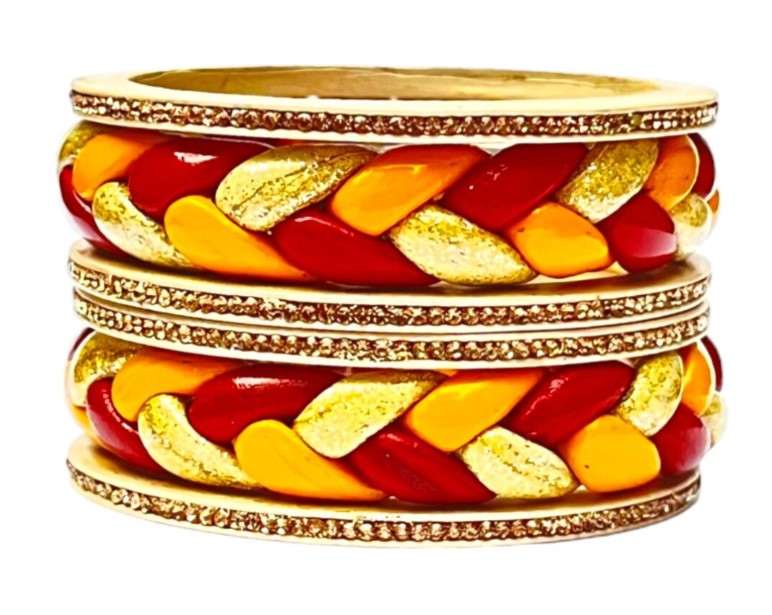 LuxuryGlow Lac Bangles Handmade Lac Bangles Set – Ponytail Design | LuxuryGlow