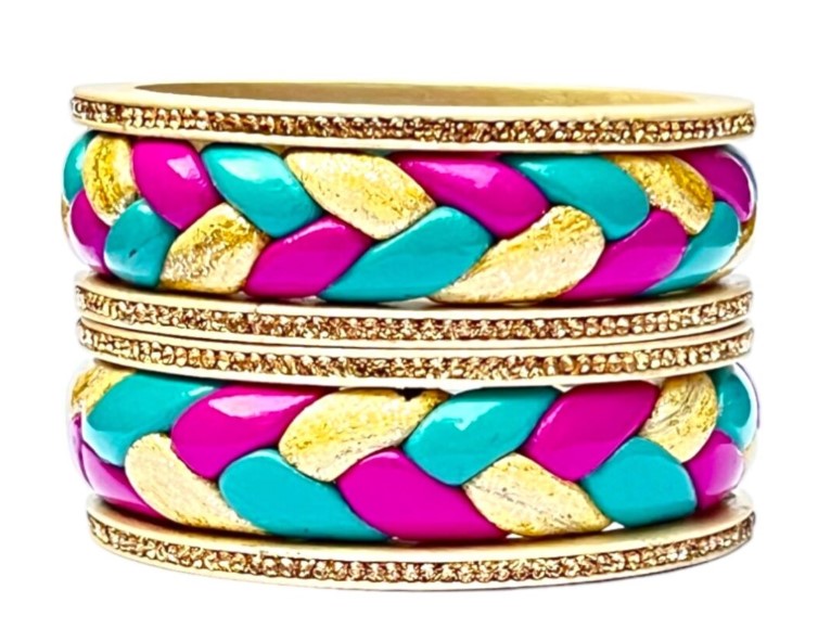 LuxuryGlow Lac Bangles Handmade Lac Bangles Set – Ponytail Design | LuxuryGlow