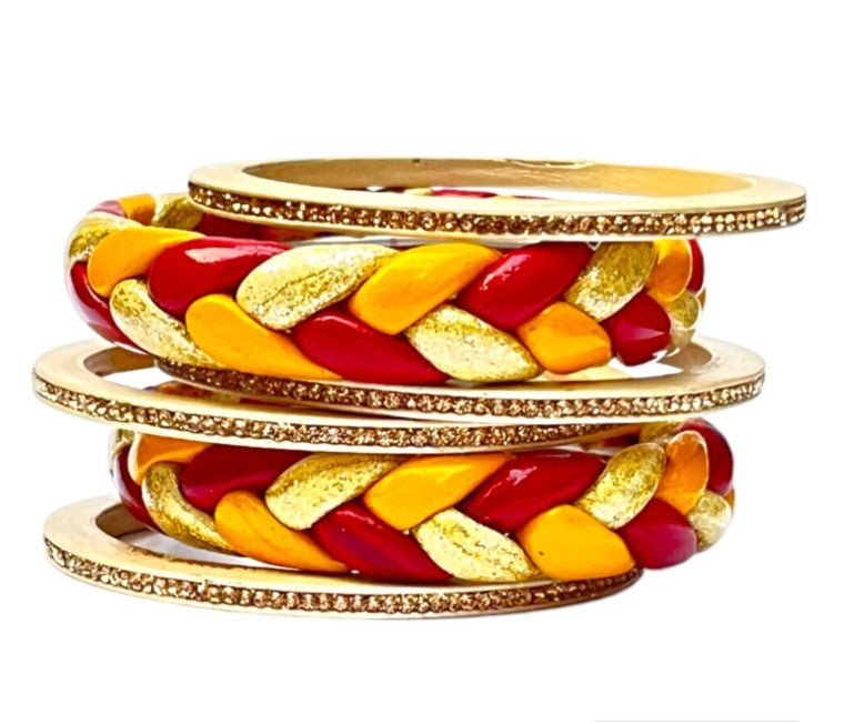 LuxuryGlow Lac Bangles Handmade Lac Bangles Set – Ponytail Design | LuxuryGlow