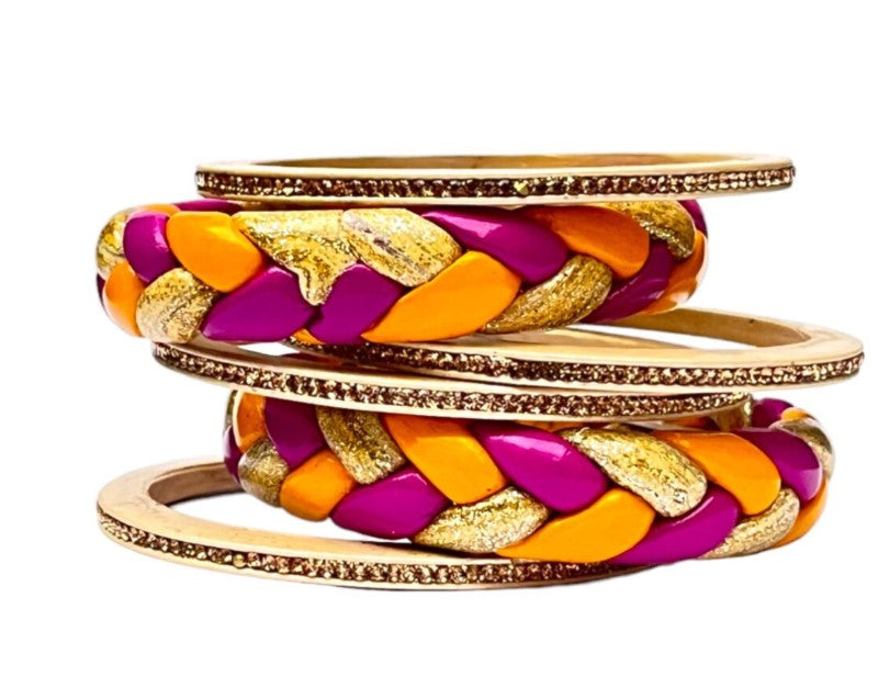 LuxuryGlow Lac Bangles Handmade Lac Bangles Set – Ponytail Design | LuxuryGlow