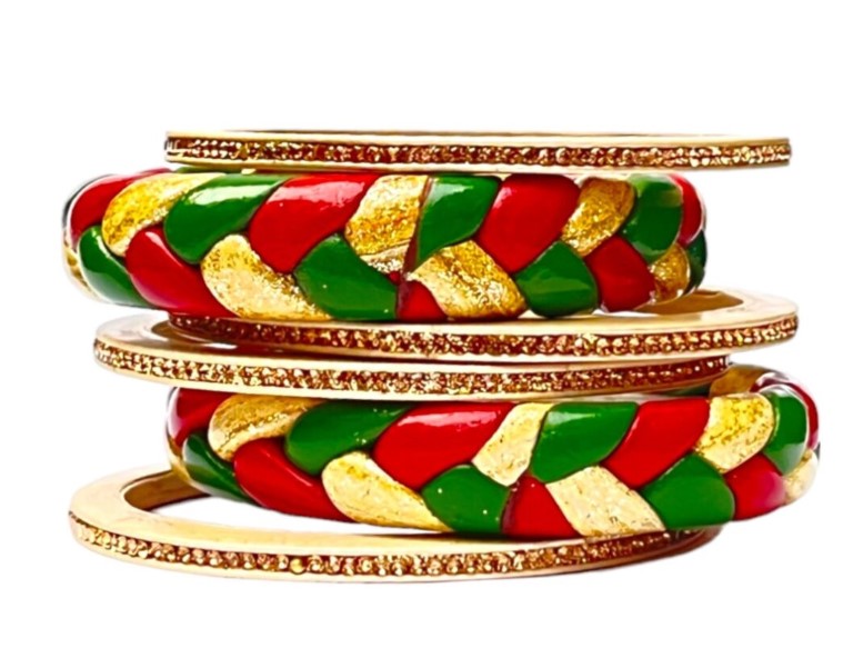 LuxuryGlow Lac Bangles Handmade Lac Bangles Set – Ponytail Design | LuxuryGlow