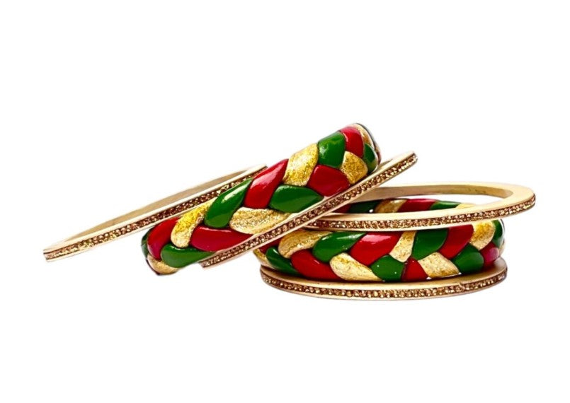 LuxuryGlow Lac Bangles Handmade Lac Bangles Set – Ponytail Design | LuxuryGlow