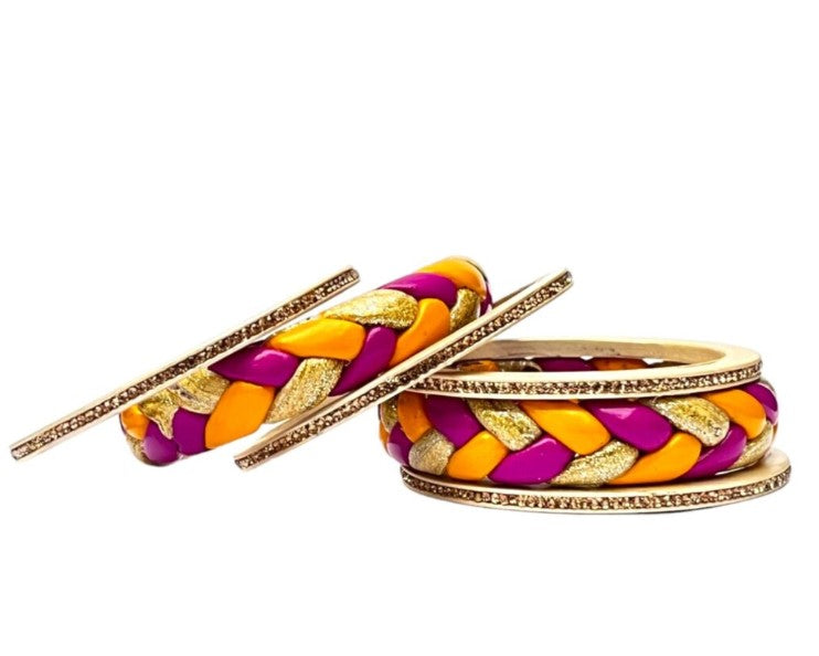 LuxuryGlow Lac Bangles Handmade Lac Bangles Set – Ponytail Design | LuxuryGlow