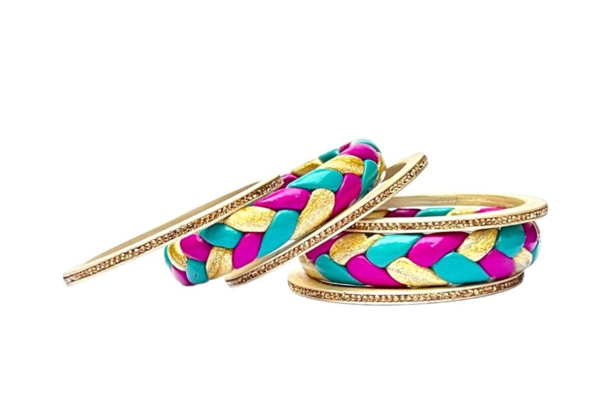 LuxuryGlow Lac Bangles Handmade Lac Bangles Set – Ponytail Design | LuxuryGlow