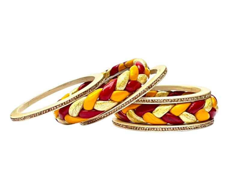 LuxuryGlow Lac Bangles Handmade Lac Bangles Set – Ponytail Design | LuxuryGlow