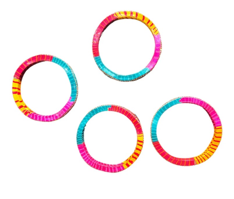 LuxuryGlow Lac Bangles Handmade Nagin Style  – Zig-Zag Rhinestone Design |