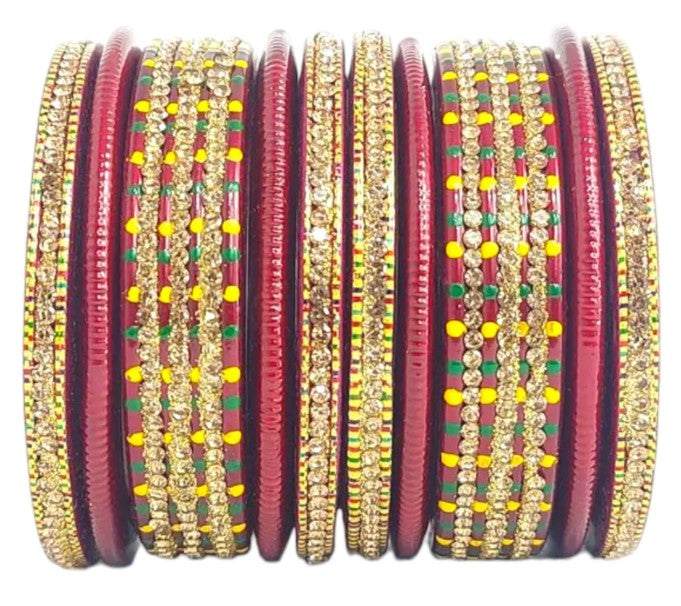 LuxuryGlow Lac Bangles Radiant Reverie Jaipur Lac Bangles Set – Hand-Painted with Rhinestones |