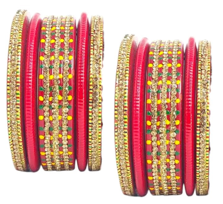 LuxuryGlow Lac Bangles Radiant Reverie Jaipur Lac Bangles Set – Hand-Painted with Rhinestones |