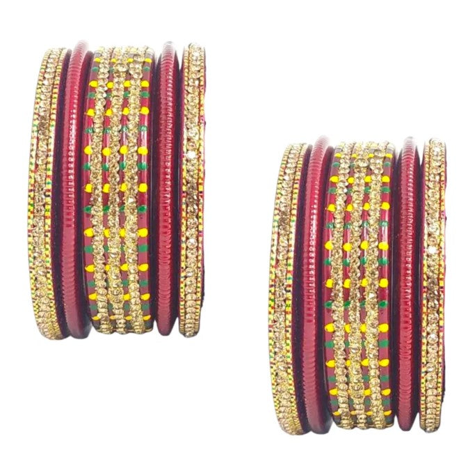 LuxuryGlow Lac Bangles Radiant Reverie Jaipur Lac Bangles Set – Hand-Painted with Rhinestones |