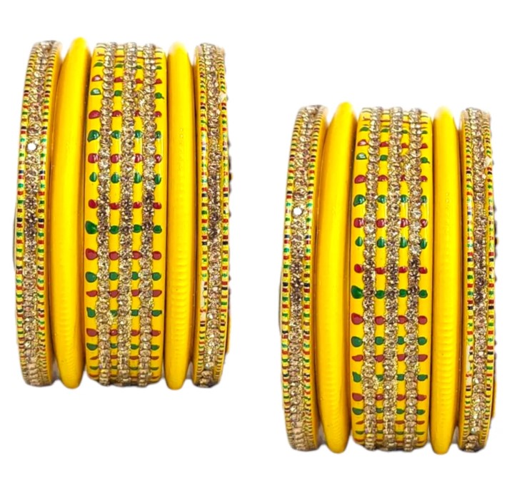 LuxuryGlow Lac Bangles Radiant Reverie Jaipur Lac Bangles Set – Hand-Painted with Rhinestones |