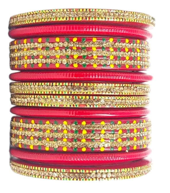 LuxuryGlow Lac Bangles Radiant Reverie Jaipur Lac Bangles Set – Hand-Painted with Rhinestones |