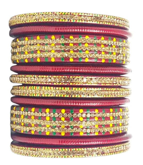 LuxuryGlow Lac Bangles Radiant Reverie Jaipur Lac Bangles Set – Hand-Painted with Rhinestones |