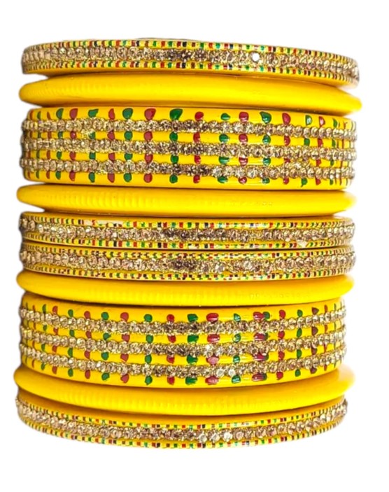 LuxuryGlow Lac Bangles Radiant Reverie Jaipur Lac Bangles Set – Hand-Painted with Rhinestones |