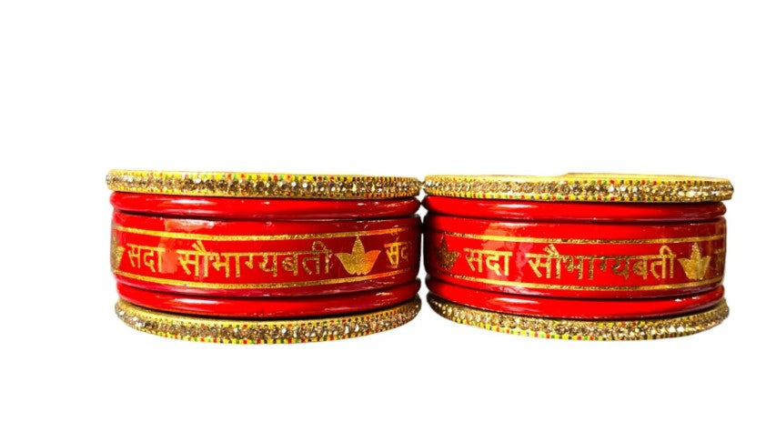 LuxuryGlow Lac Bangles Red  Set – Sada Saubhagyavati Design |