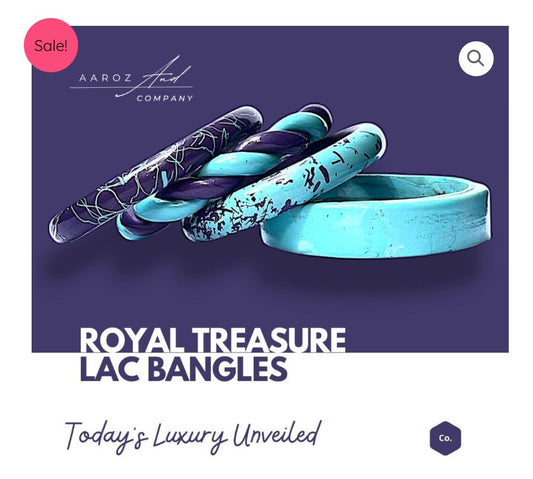 LuxuryGlow Lac Bangles  Royal Treasure  – Set of 4 in Blue & Purple |
