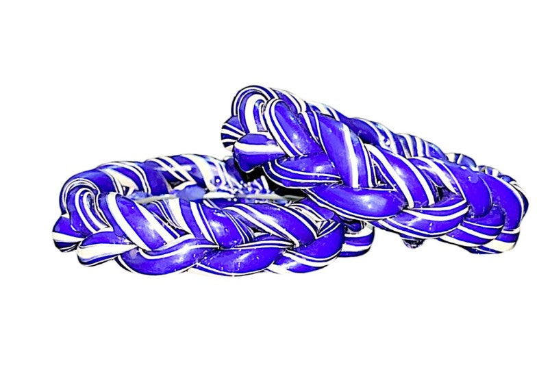 LuxuryGlow Lac Bangles Royal Twist  – Handcrafted Blue & White Striped Set |