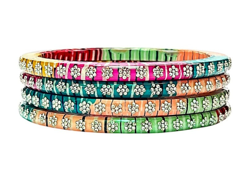 LuxuryGlow Lac Bangles Shahi Guldaan Floral Masterpiece  – Handcrafted Multicolor Stonework |