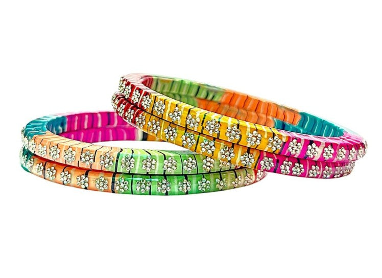 LuxuryGlow Lac Bangles Shahi Guldaan Floral Masterpiece  – Handcrafted Multicolor Stonework |