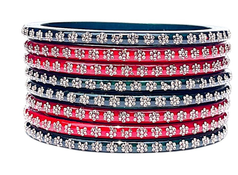 LuxuryGlow Lac Bangles Shahi Rasam-e-Ishq Bridal Lac Bangles – Red & Emerald Green Handcrafted Stonework |