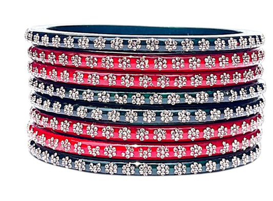 LuxuryGlow Lac Bangles Shahi Rasam-e-Ishq Bridal Lac Bangles – Red & Emerald Green Handcrafted Stonework |