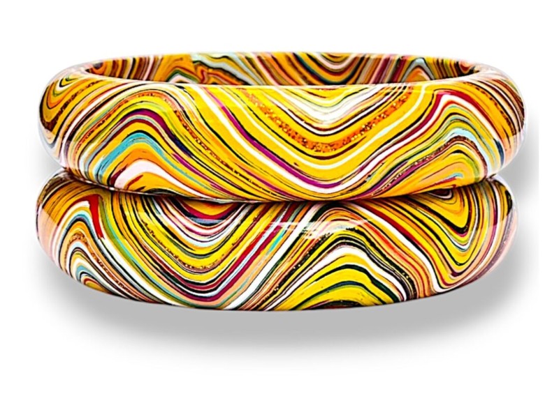 LuxuryGlow Lac Bangles  SparkleWave Luxe – Handcrafted with Vibrant Colors & 18K Gold Sparkle |