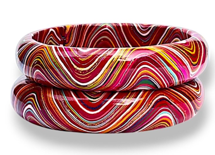 LuxuryGlow Lac Bangles  SparkleWave Luxe – Handcrafted with Vibrant Colors & 18K Gold Sparkle |
