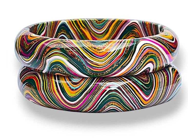 LuxuryGlow Lac Bangles  SparkleWave Luxe – Handcrafted with Vibrant Colors & 18K Gold Sparkle |
