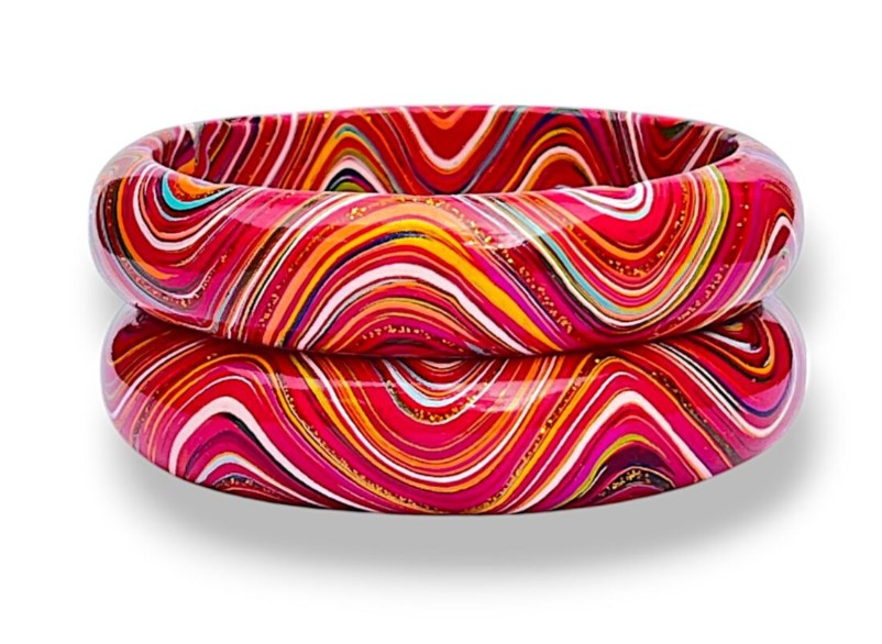 LuxuryGlow Lac Bangles  SparkleWave Luxe – Handcrafted with Vibrant Colors & 18K Gold Sparkle |