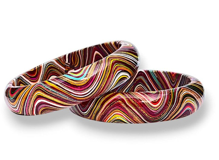 LuxuryGlow Lac Bangles  SparkleWave Luxe – Handcrafted with Vibrant Colors & 18K Gold Sparkle |