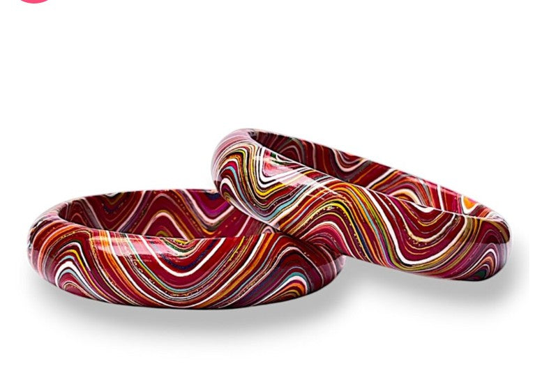 LuxuryGlow Lac Bangles  SparkleWave Luxe – Handcrafted with Vibrant Colors & 18K Gold Sparkle |