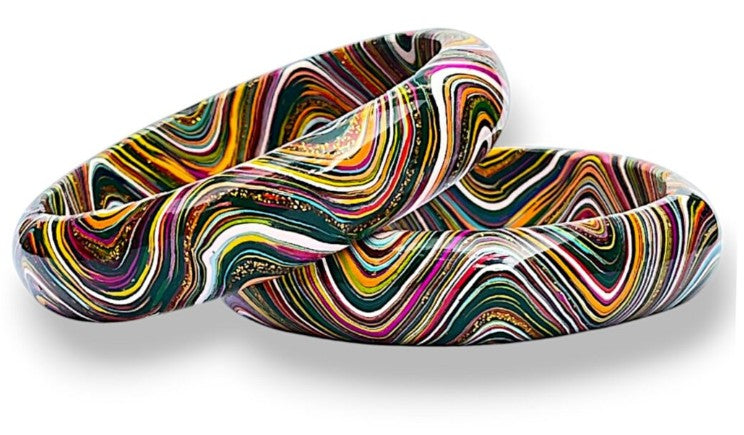 LuxuryGlow Lac Bangles  SparkleWave Luxe – Handcrafted with Vibrant Colors & 18K Gold Sparkle |