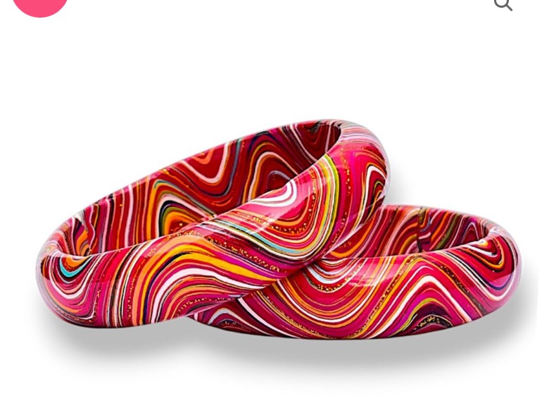 LuxuryGlow Lac Bangles  SparkleWave Luxe – Handcrafted with Vibrant Colors & 18K Gold Sparkle |