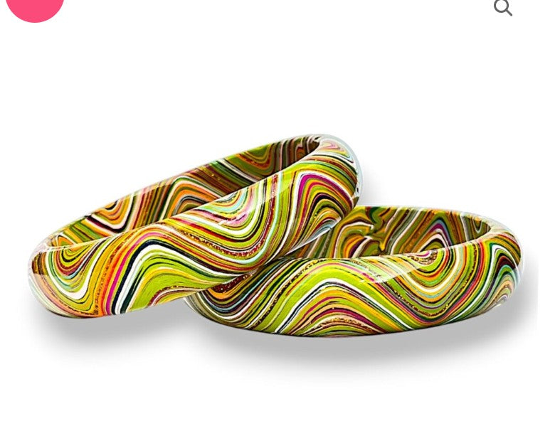 LuxuryGlow Lac Bangles  SparkleWave Luxe – Handcrafted with Vibrant Colors & 18K Gold Sparkle |