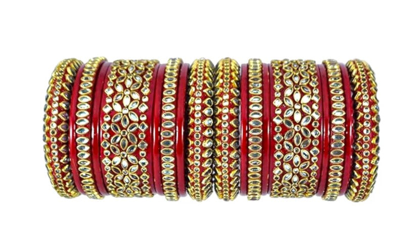 LuxuryGlow Weddings Bangles Gold Mirror Jaipur Lac Bangles Wedding Set – Handmade Mirror Work by