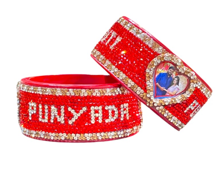 LuxuryGlow Personalized Bangles Lac Name with Picture Bangle – Personalized Lac Jewelry Gift |