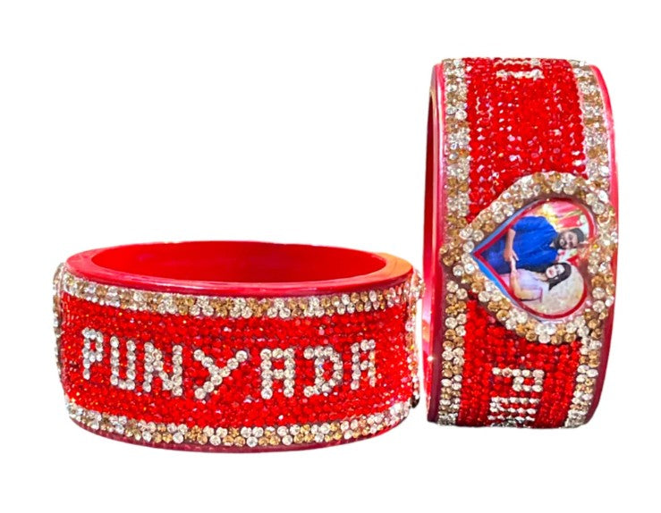 LuxuryGlow Personalized Bangles Lac Name with Picture Bangle – Personalized Lac Jewelry Gift |