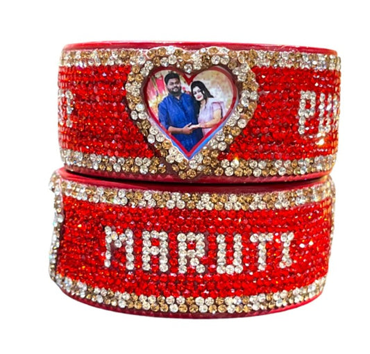 LuxuryGlow Personalized Bangles Lac Name with Picture Bangle – Personalized Lac Jewelry Gift |