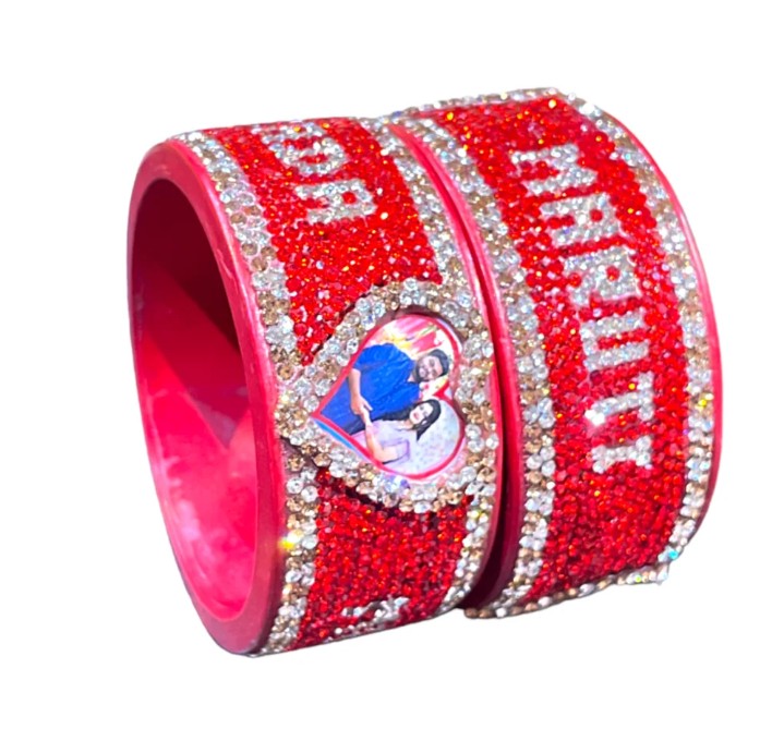 LuxuryGlow Personalized Bangles Lac Name with Picture Bangle – Personalized Lac Jewelry Gift |