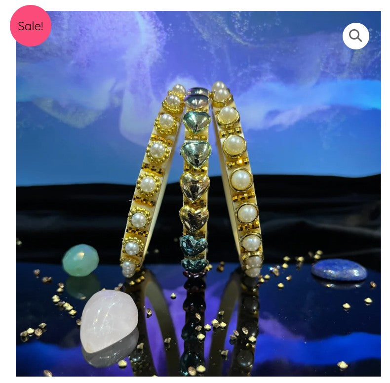 LuxuryGlow Lac Bangles Handmade Classy Plastic Bangles – Gold Plated with Pearl Clusters |