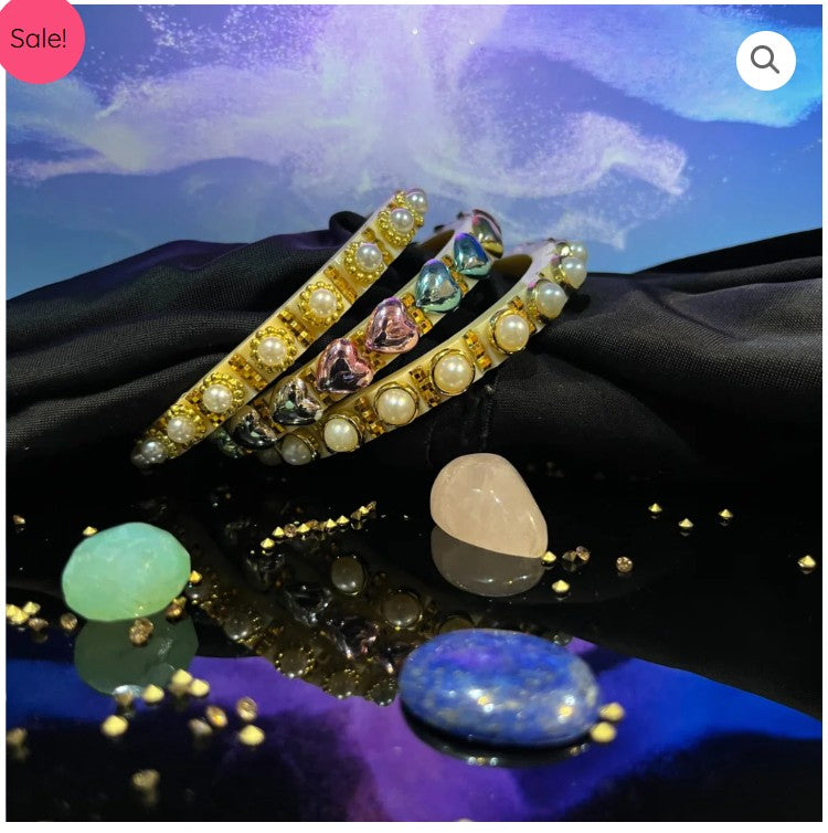 LuxuryGlow Lac Bangles Handmade Classy Plastic Bangles – Gold Plated with Pearl Clusters |