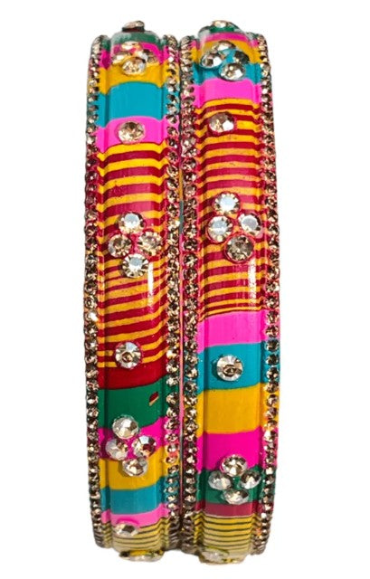 LuxuryGlow Lac Bangles Jaipur Handmade  – Vibrant Colors with Rhinestone Studding |