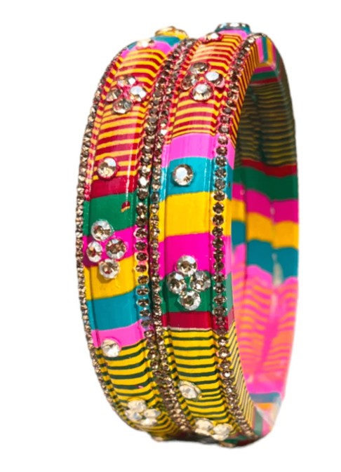 LuxuryGlow Lac Bangles Jaipur Handmade  – Vibrant Colors with Rhinestone Studding |